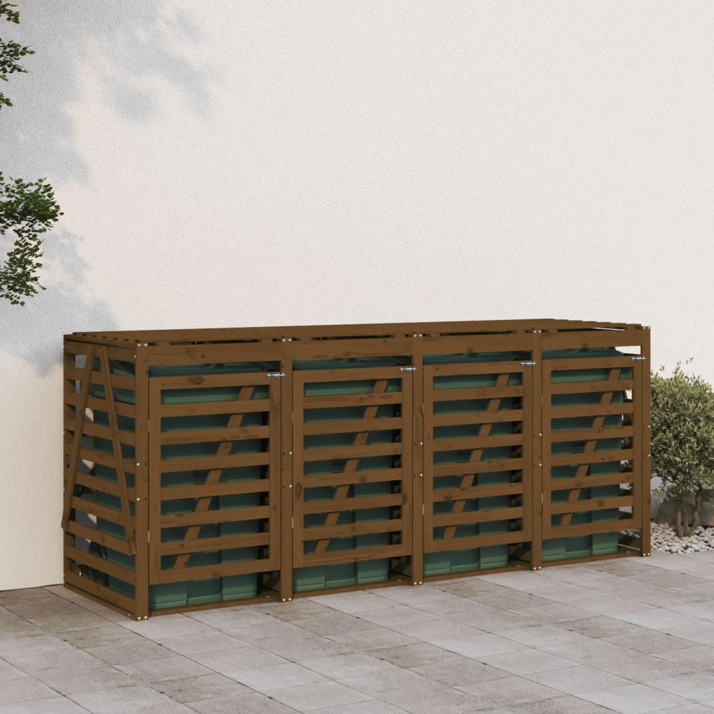VIDAXL Container Storage a quattro tempi di pino solido marrone