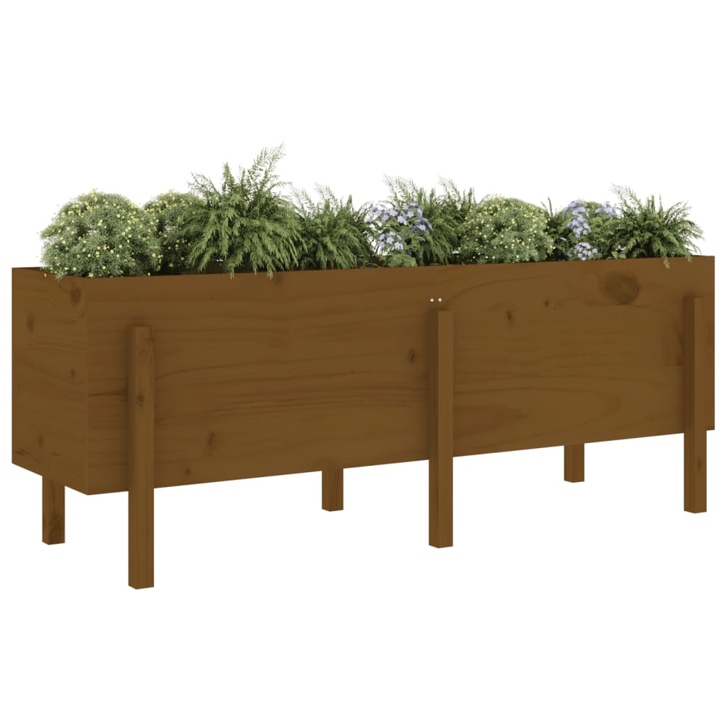 Plantador Vidaxl elevado 160x50x57 cm de pino sólido marrón marrón