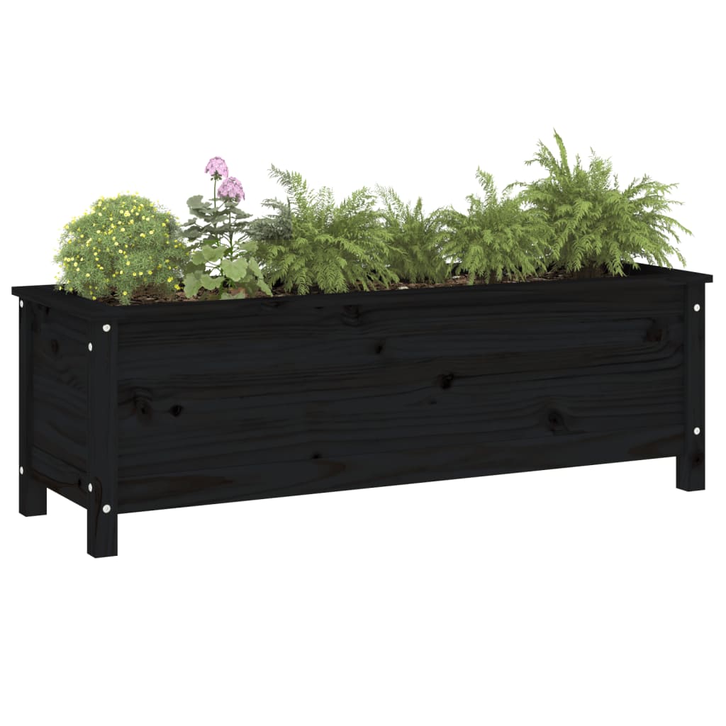 Vidaxl fioriera sollevata 119.5x40x39 cm Pino solido nero