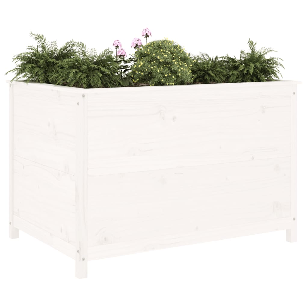 Vidaxl Planter crió 119.5x82.5x78 cm de pino sólido blanco blanco