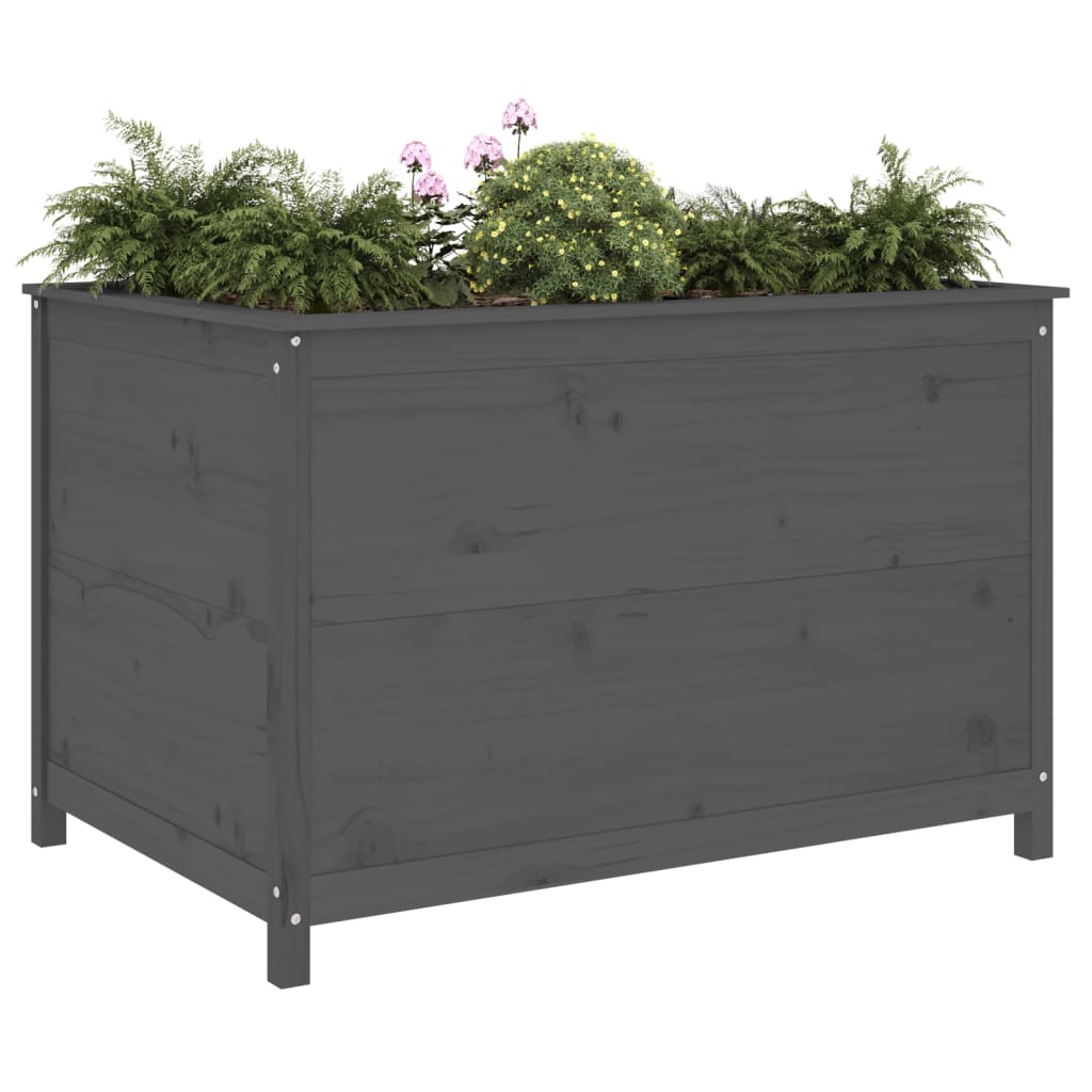 Vidaxl Planter elevó 119.5x82.5x78 cm de pino sólido gris gris