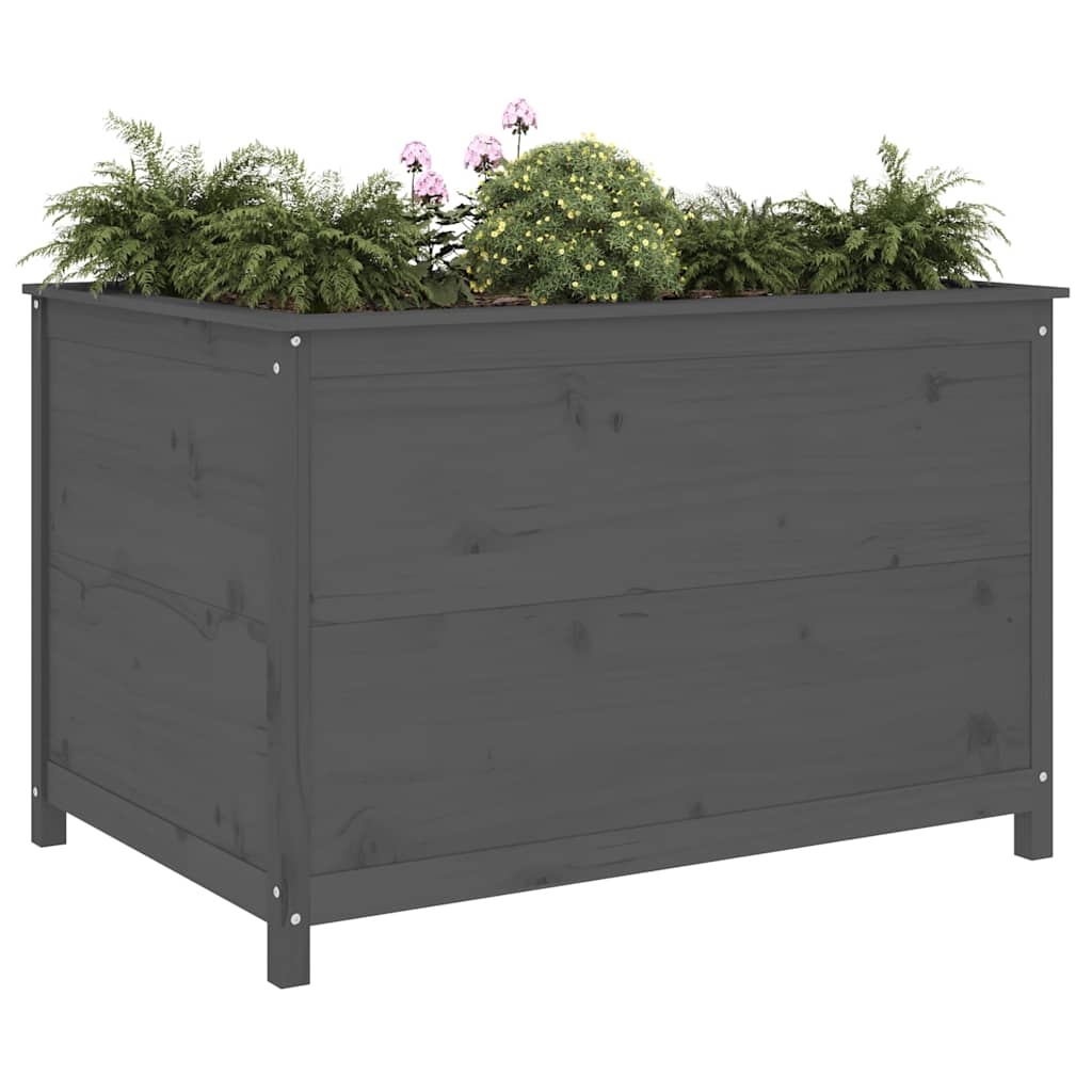 Vidaxl Planter elevó 119.5x82.5x78 cm de pino sólido gris gris