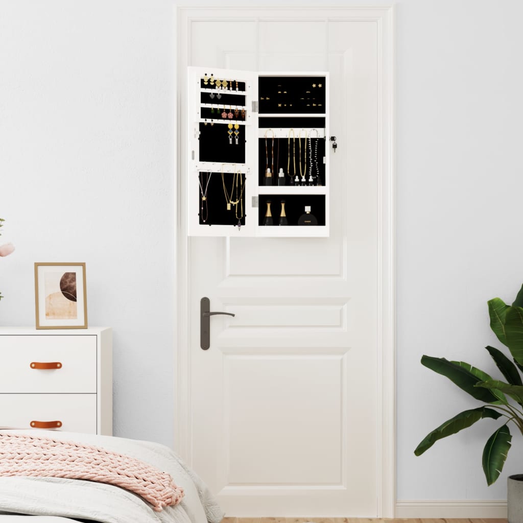 Armadio di gioielli Vidaxl con parete specchio -montato 30x8.5x67 cm bianco