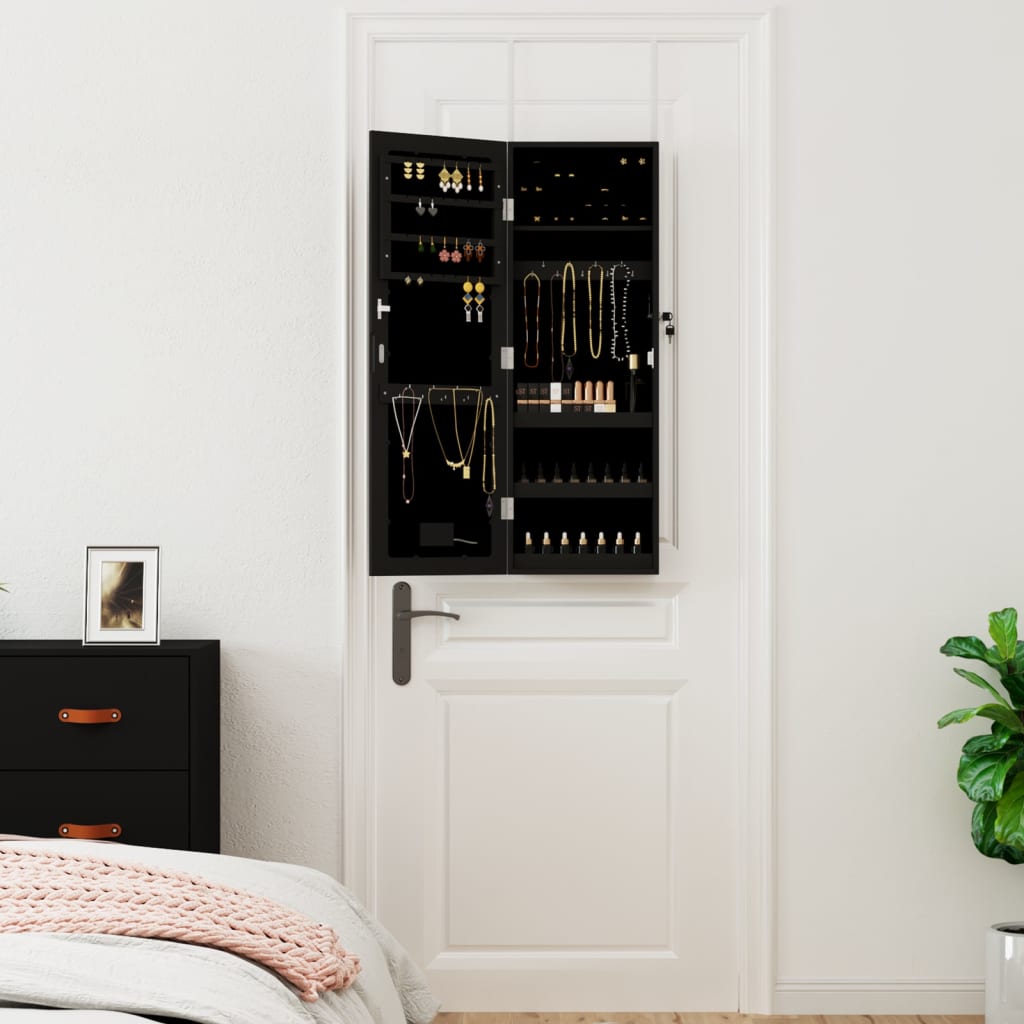 Armadio di gioielli Vidaxl con specchio e parete a LED Black