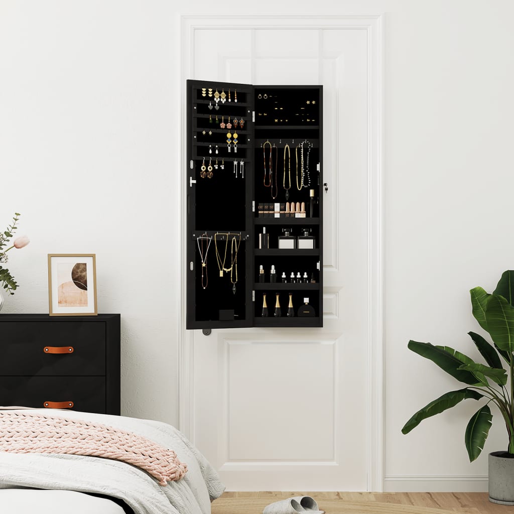 Armadio di gioielli Vidaxl con specchio e parete a LED Black