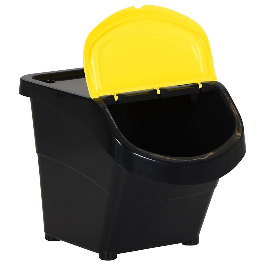 Bidoni dei rifiuti Vidaxl con coperchi impilabili 3 ST PP 78 L NERO
