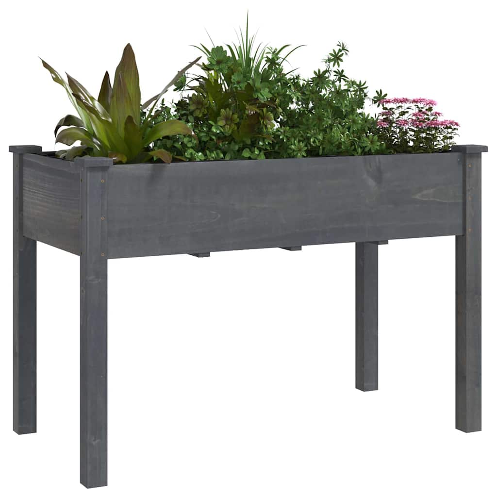 Vidaxx macetero con forro 118x59x76 cm madera maciza de pino gris
