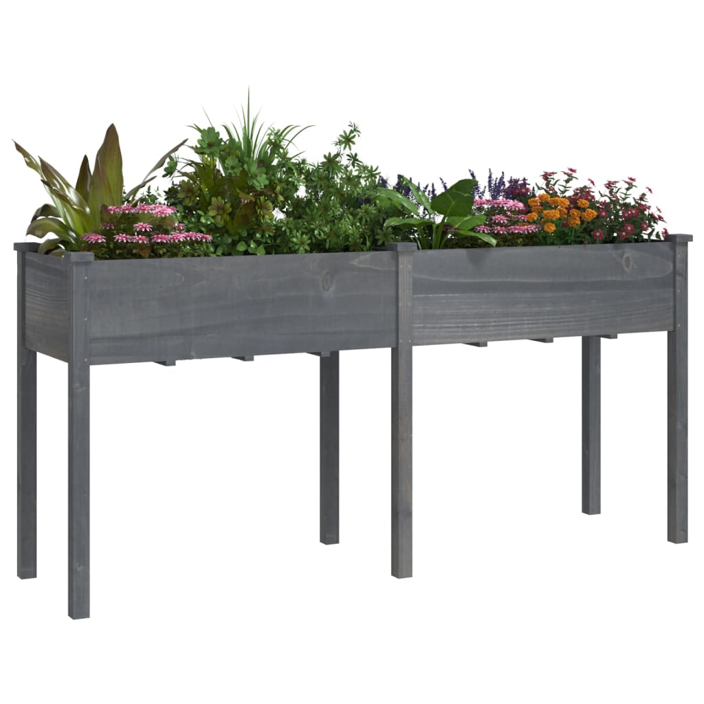 Vidaxx macetero con forro 161x45x76 cm madera maciza de pino gris