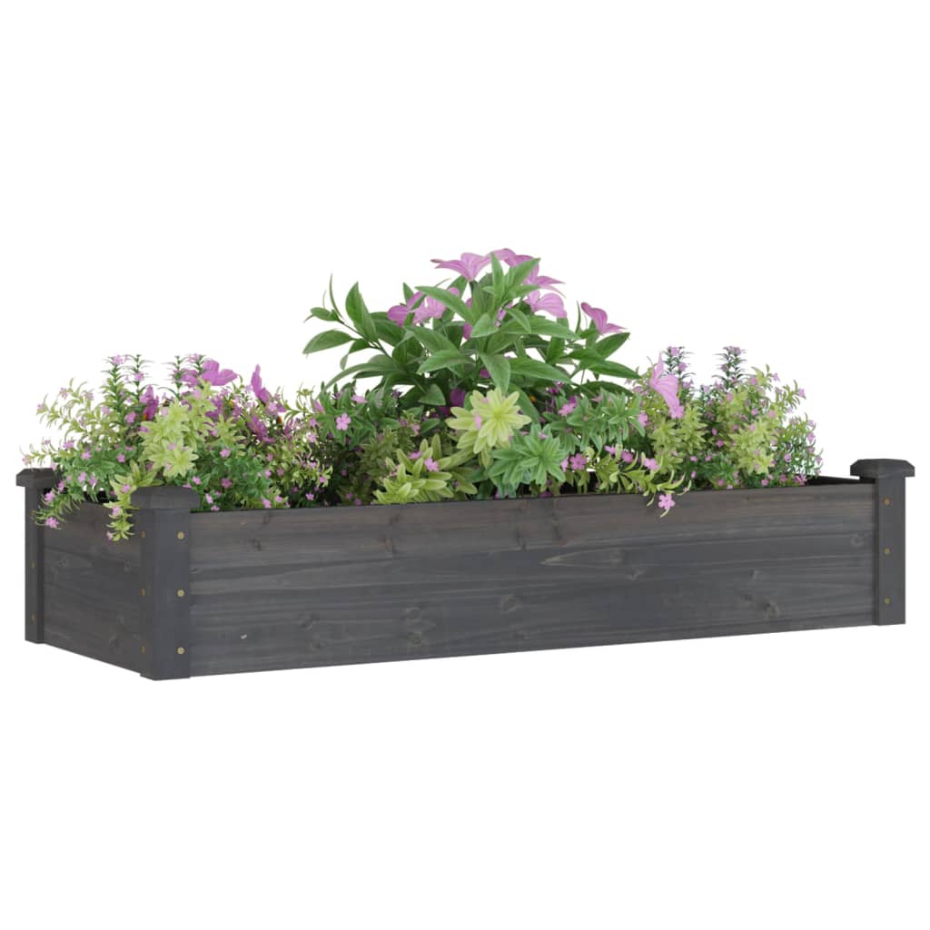 Plantador Vidaxl elevado con revestimiento de 120x45x25 cm de madera pura gris
