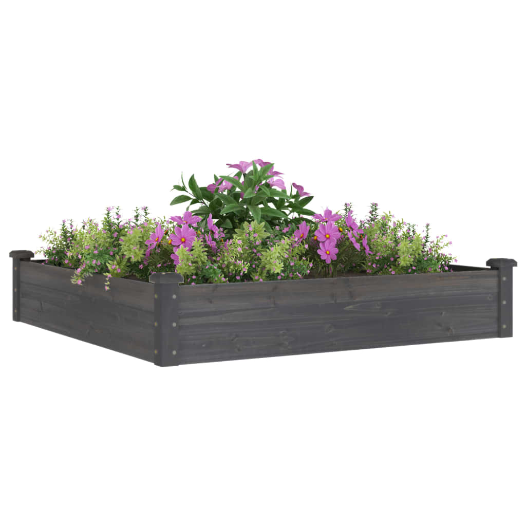 Plantador Vidaxl elevado con revestimiento de 120x120x25 cm de madera pura gris