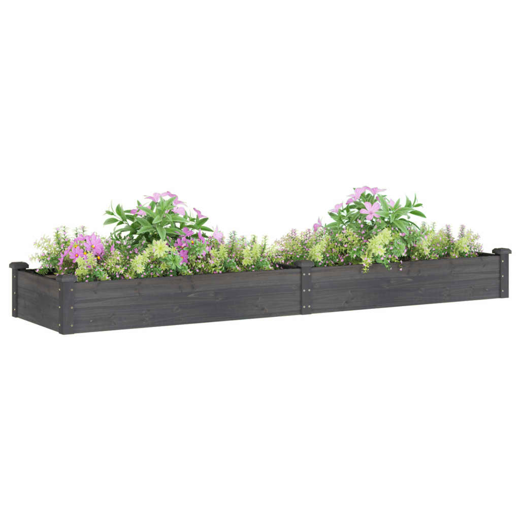 Plantador Vidaxl elevado con revestimiento de 240x60x25 cm de madera pura gris