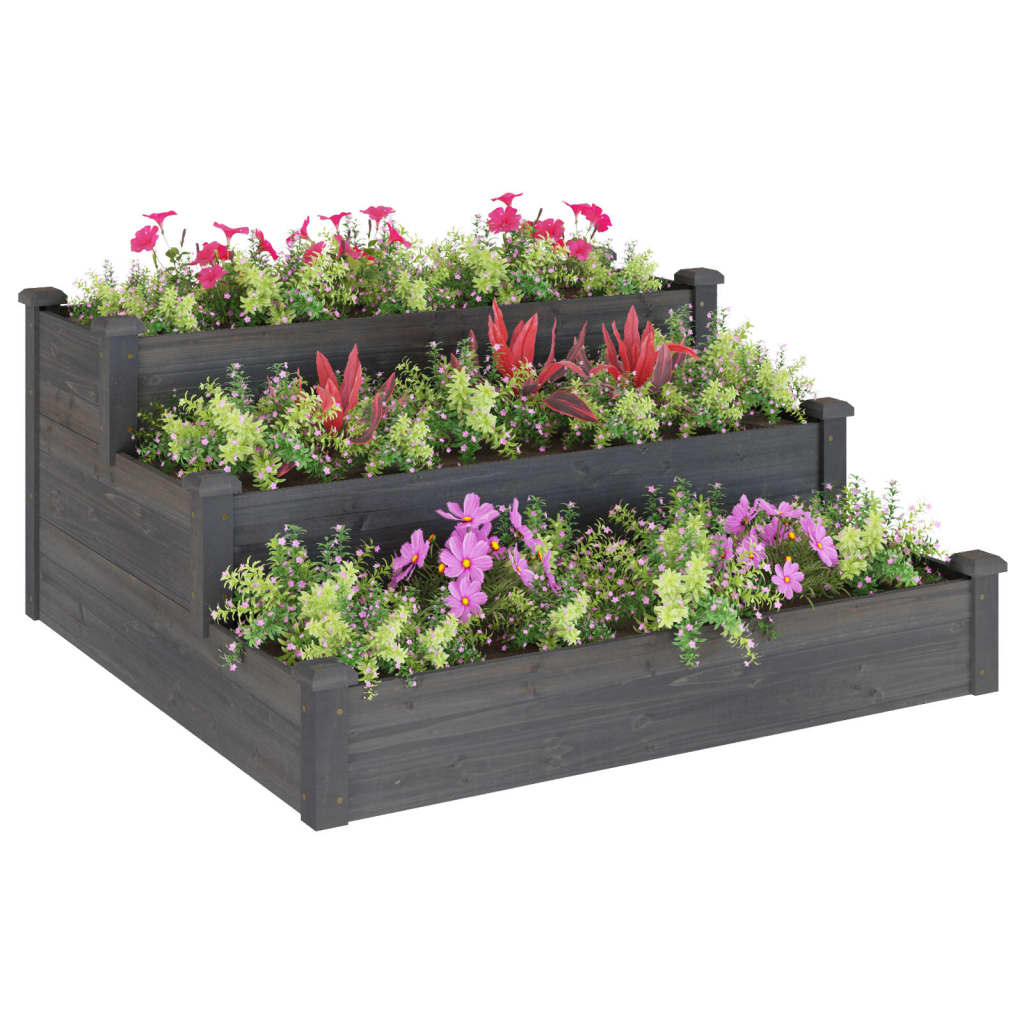 Plantador Vidaxl elevado 120x120x56 cm de pino sólido gris gris