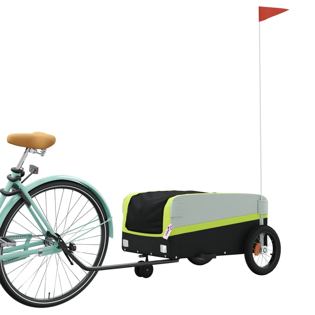 Vidaxl Bicycle Trailer 30 kg di ferro nero e verde