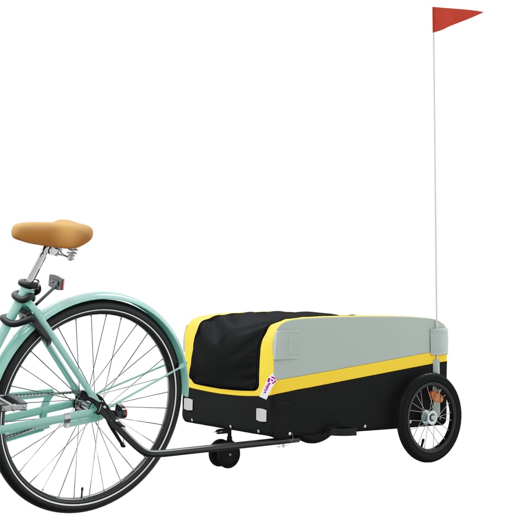 Trailer Vidaxl Bicycle 45 kg di ferro nero e giallo