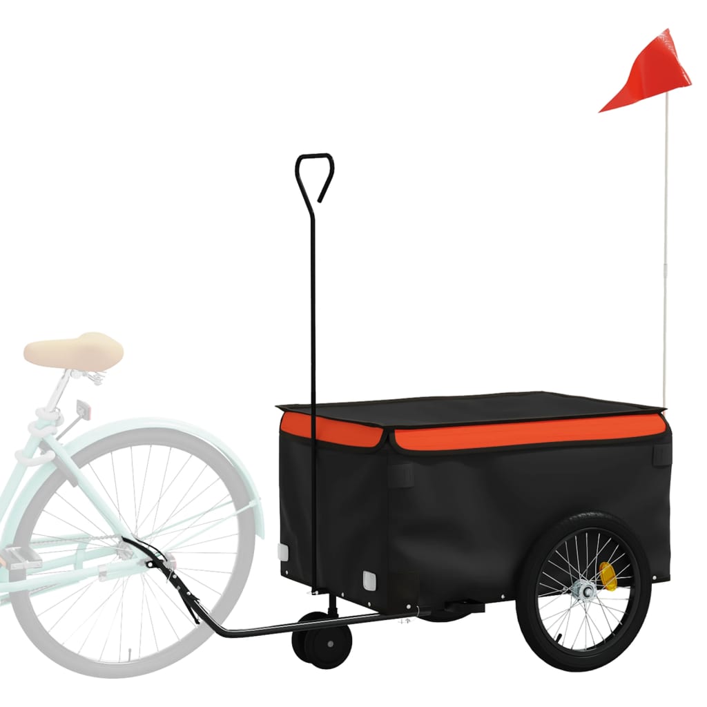Rimorchio per bicicletta VidaXL 30 kg in ferro nero e arancione