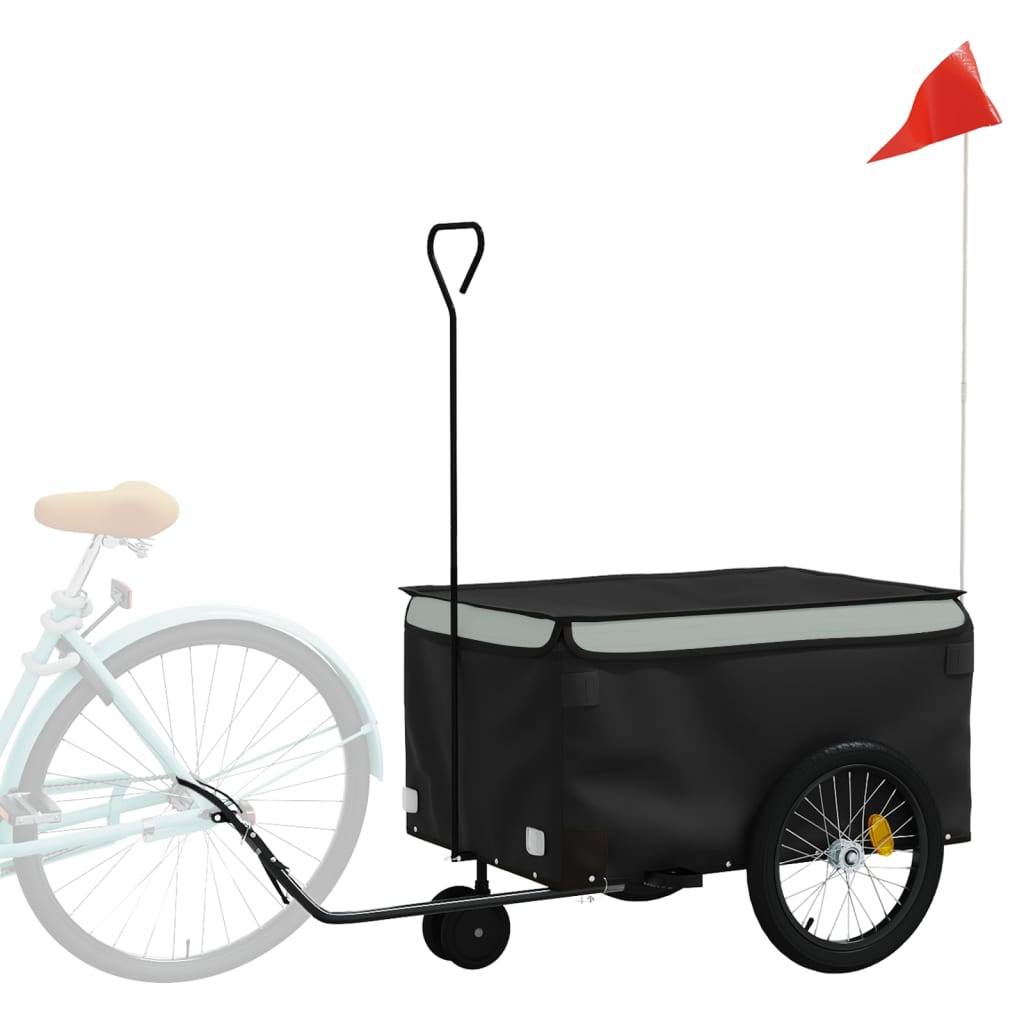 Rimorchio per bicicletta Vidaxxl 30 kg in ferro nero e grigio