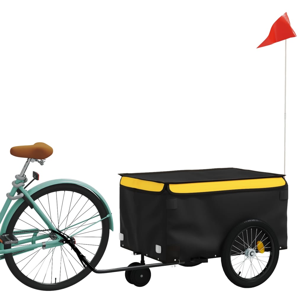 Vidaxl Bicycle Trailer 30 kg di ferro nero e giallo