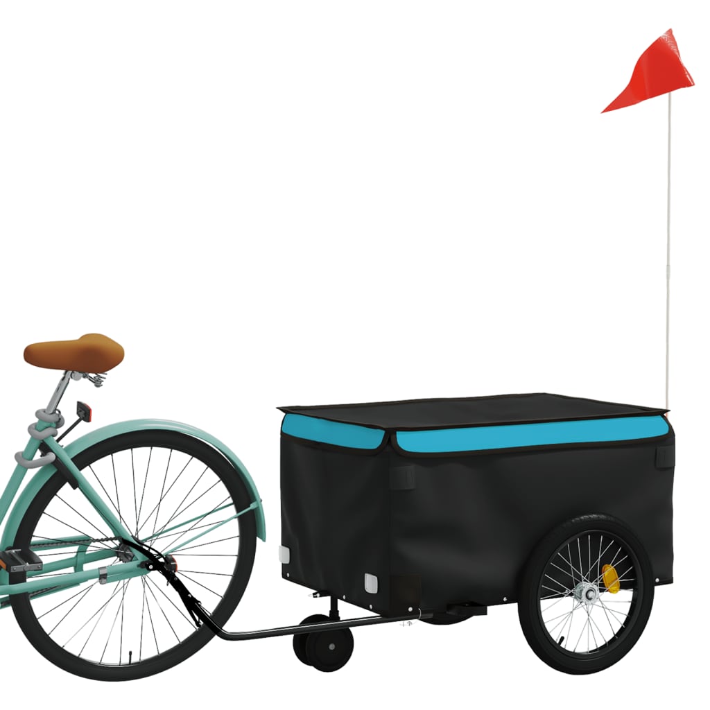 Vidaxl Bicycle Trailer 30 kg di ferro nero e blu