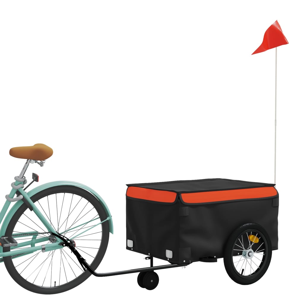 Trailer Vidaxl Bicycle 45 kg di ferro nero e arancione