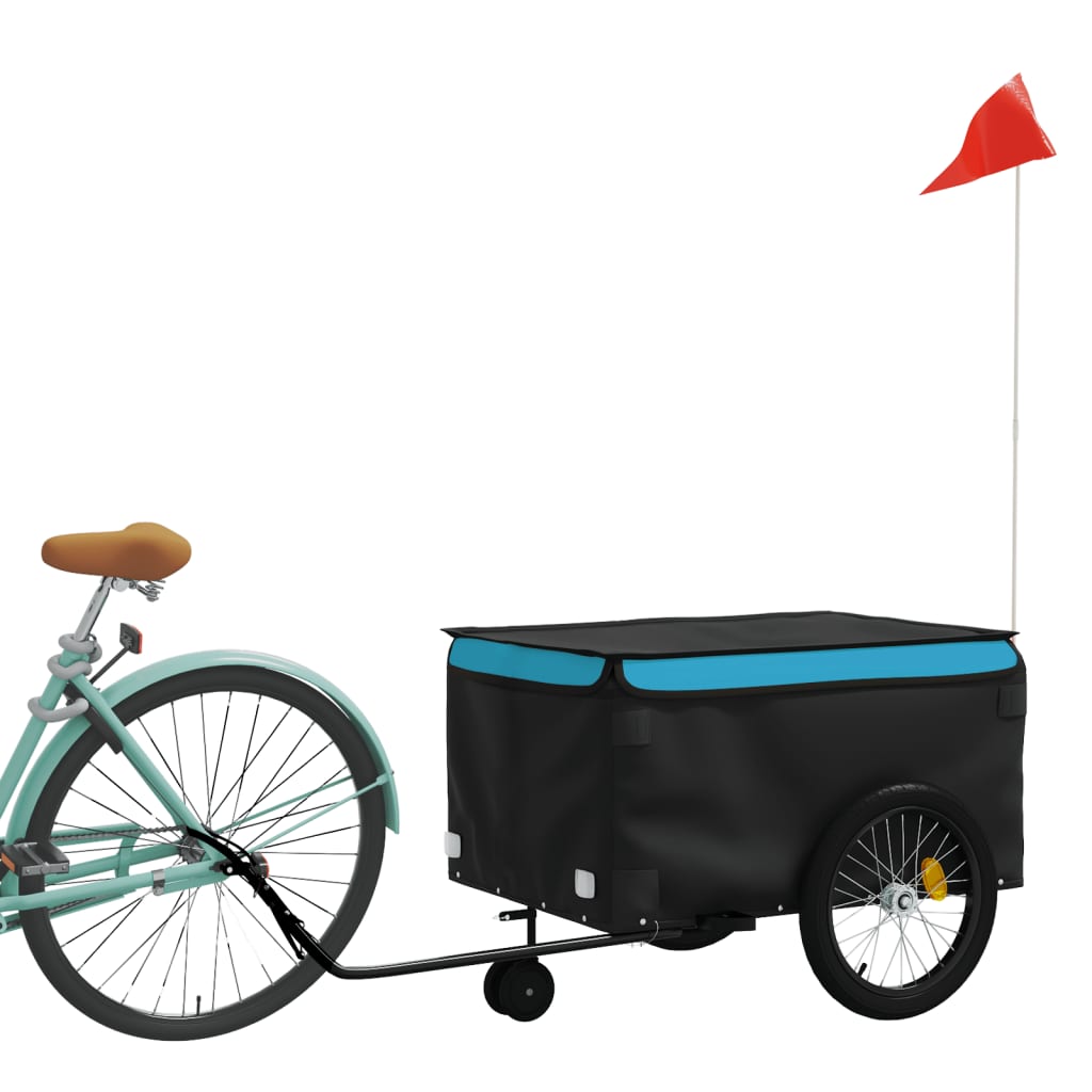 Vidaxl Remolque de bicicleta 45 kg de hierro negro y azul