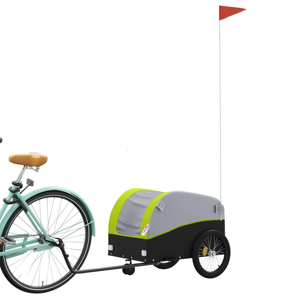 Vidaxl remolque de bicicleta 30 kg de hierro negro y verde