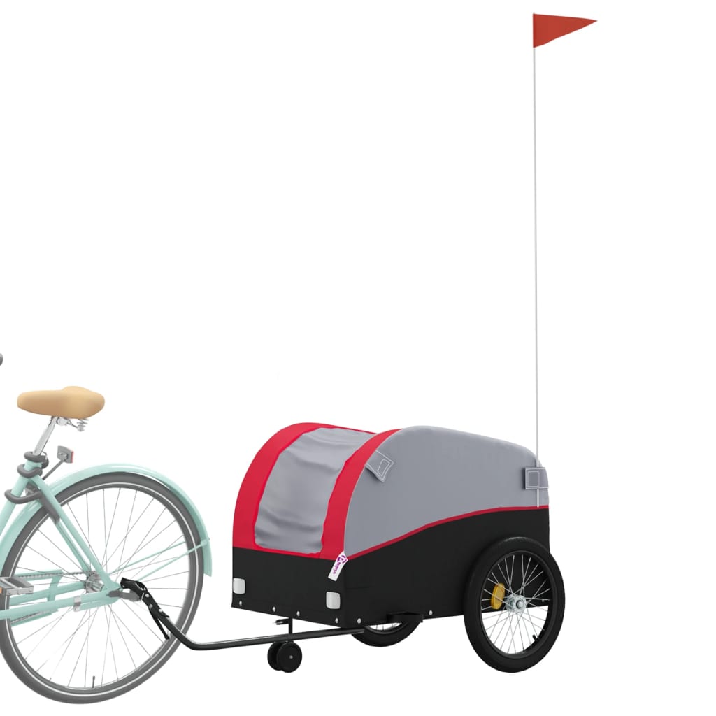 Trailer Vidaxl Bicycle 45 kg di ferro nero e rosso