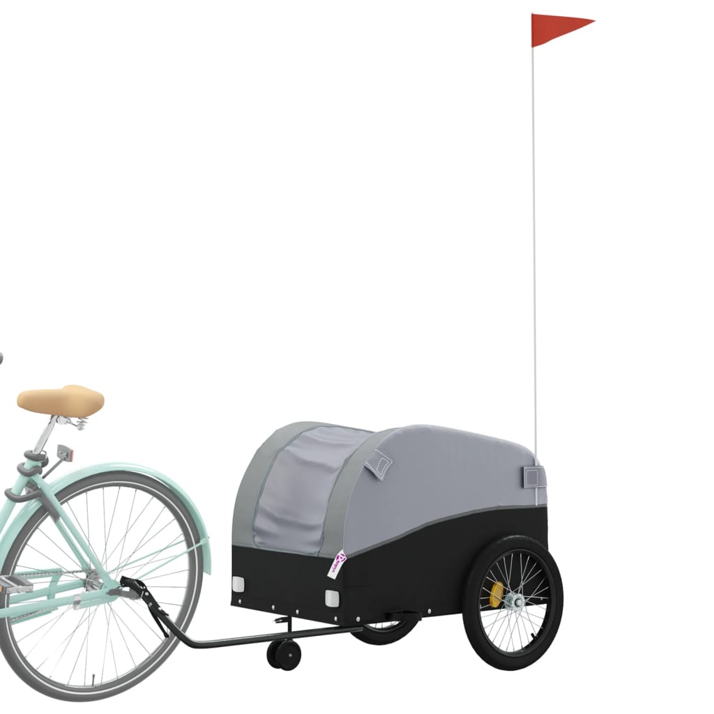 TRAILER VIDAXL BICYCLE 45 kg di ferro nero e grigio