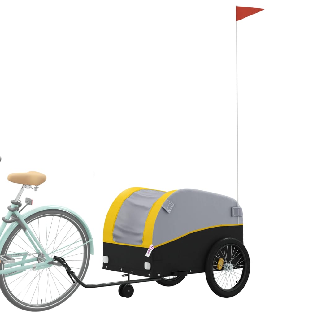 Trailer Vidaxl Bicycle 45 kg di ferro nero e giallo