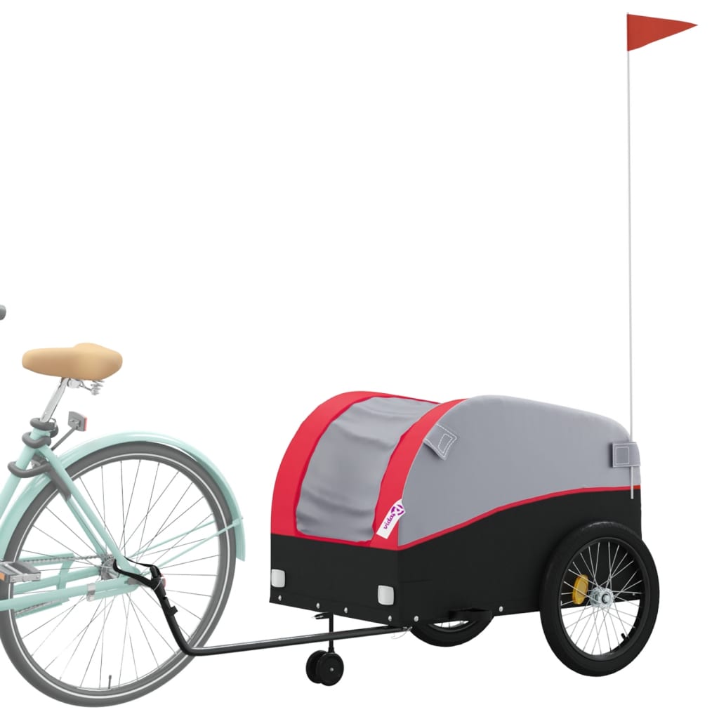 Trailer Vidaxl Bicycle 45 kg di ferro nero e rosso