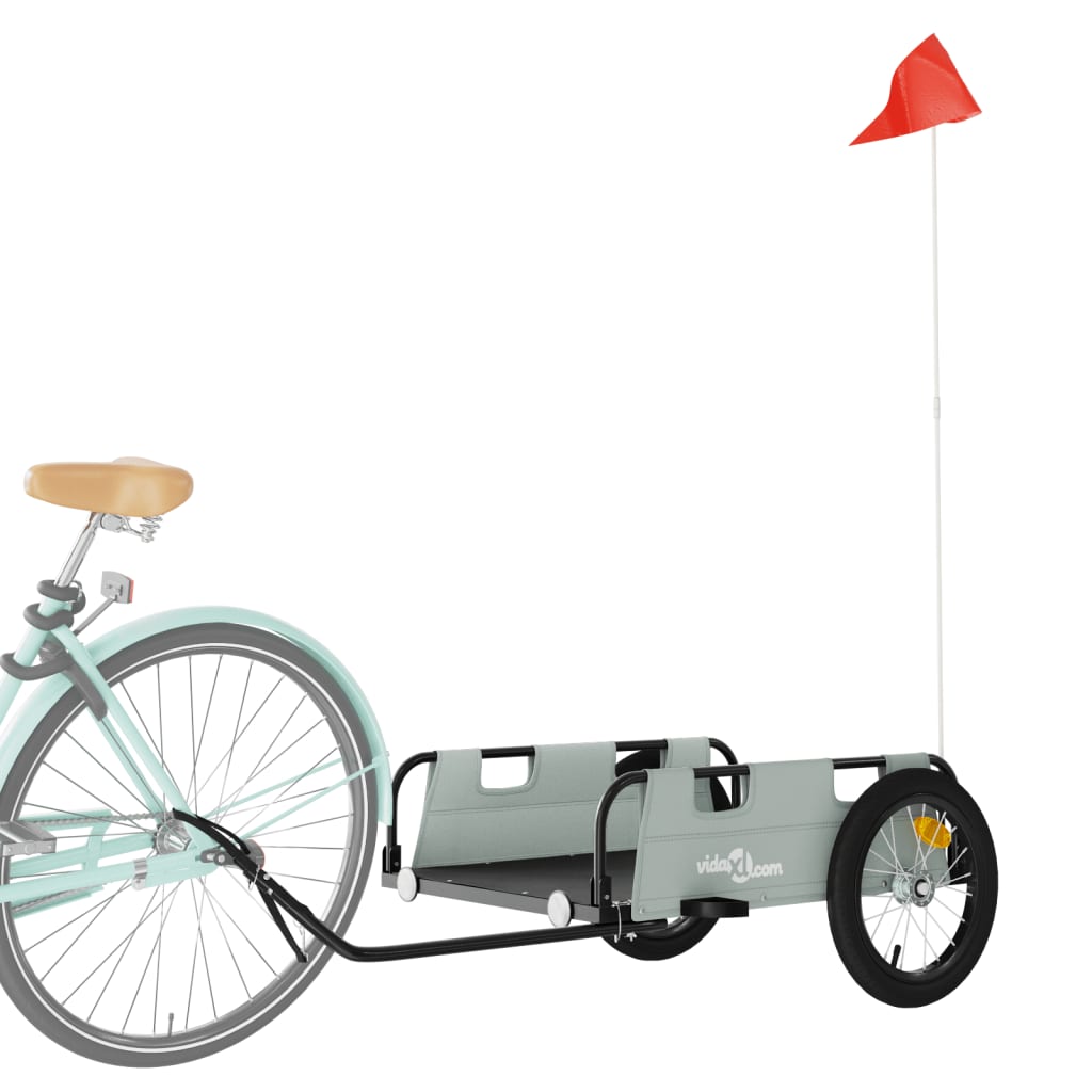 Rimorchio per bicicletta Vidaxl in tessuto oxford e grigio ferro