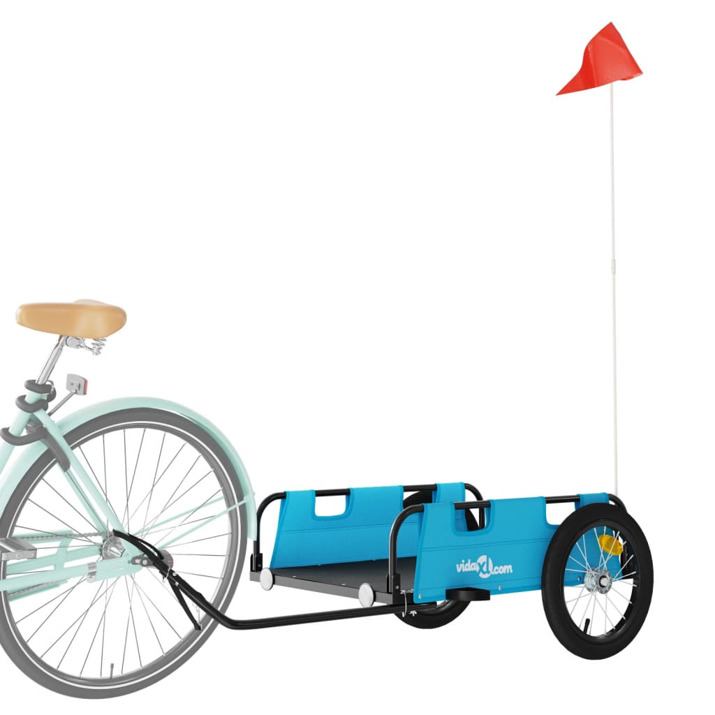 Rimorchio per bicicletta Vidaxl in tessuto oxford e blu ferro