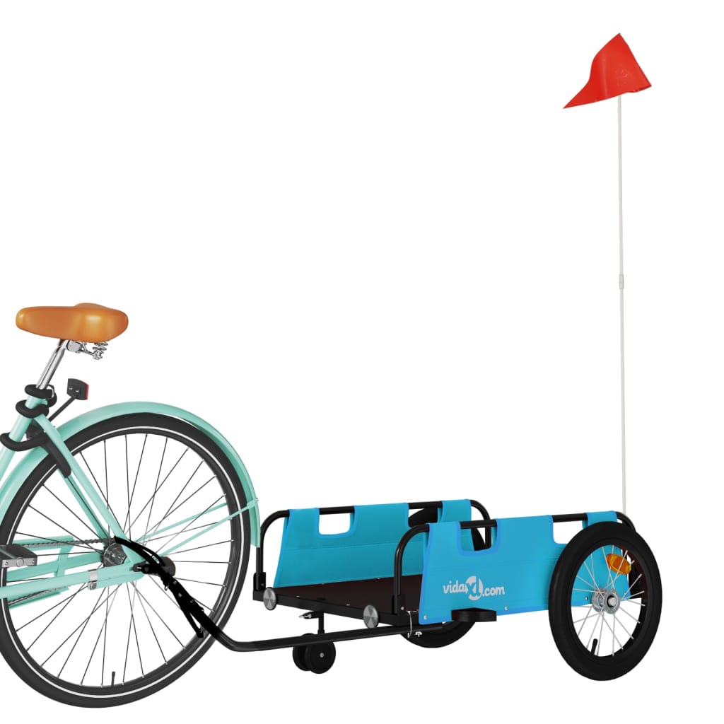 Vidaxl Bicycle Trailer Tessuto Oxford e blu di ferro