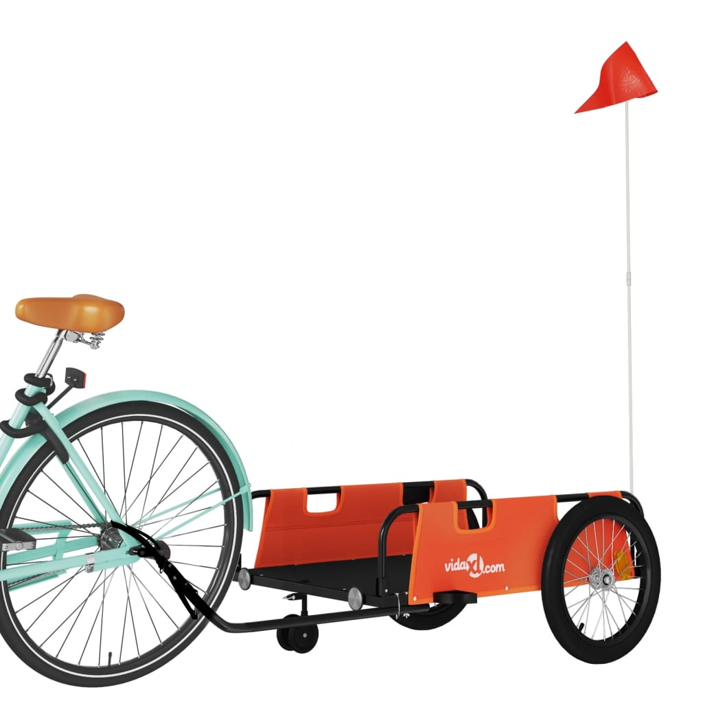 Trailer per biciclette Vidaxl Tessuto di Oxford e Orange di ferro e Nero
