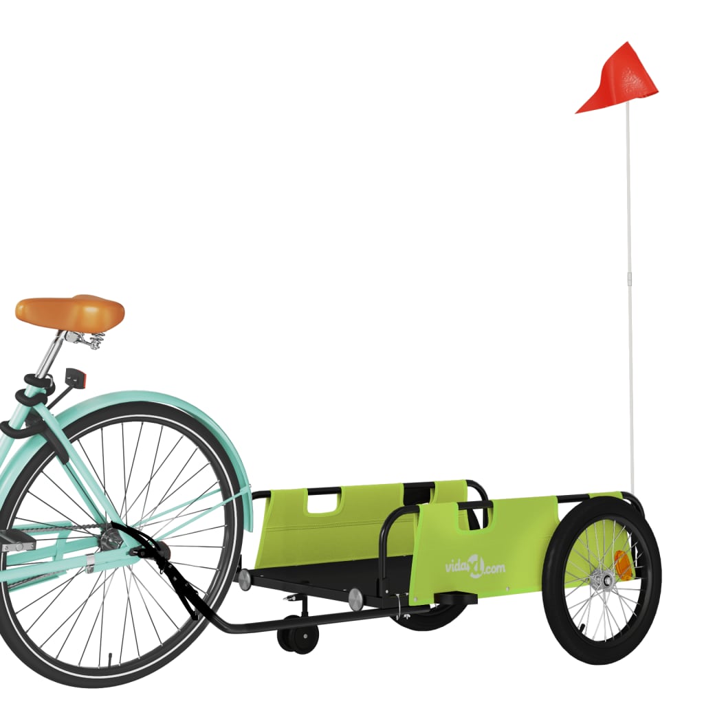 Vidaxl Bicycle Trailer Tessuto di Oxford e Green di ferro e nero