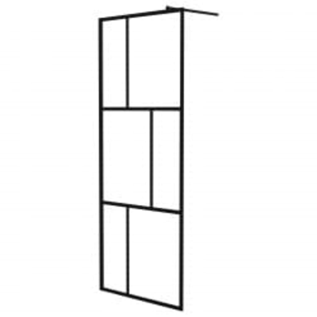 Muro de ducha Vidaxl con estante 80x195 cm ESG-GLAS Aluminio Negro