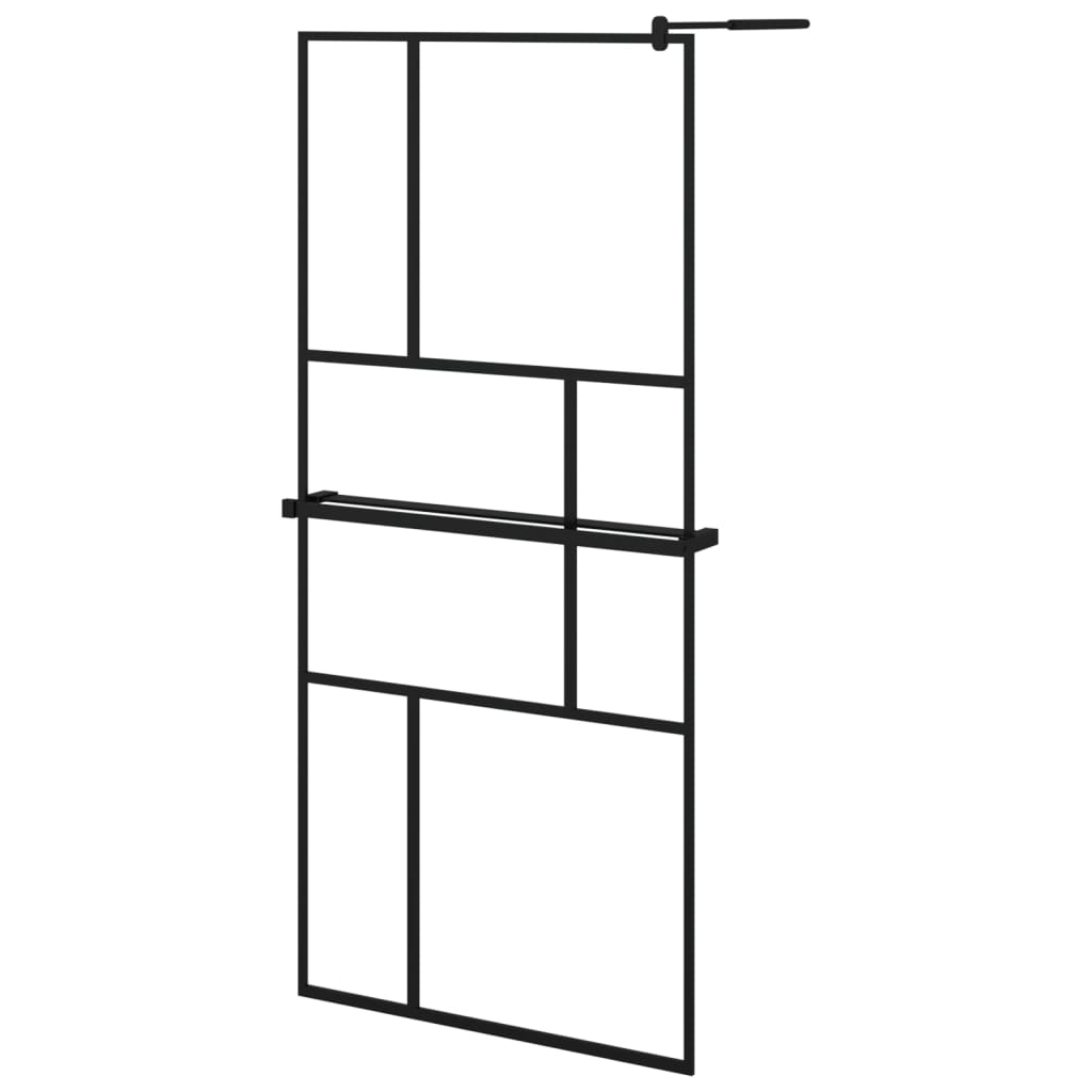 Vidaxl walk-in walk-in muro con scaffale 90x195 cm ESG-glas Alluminio nero