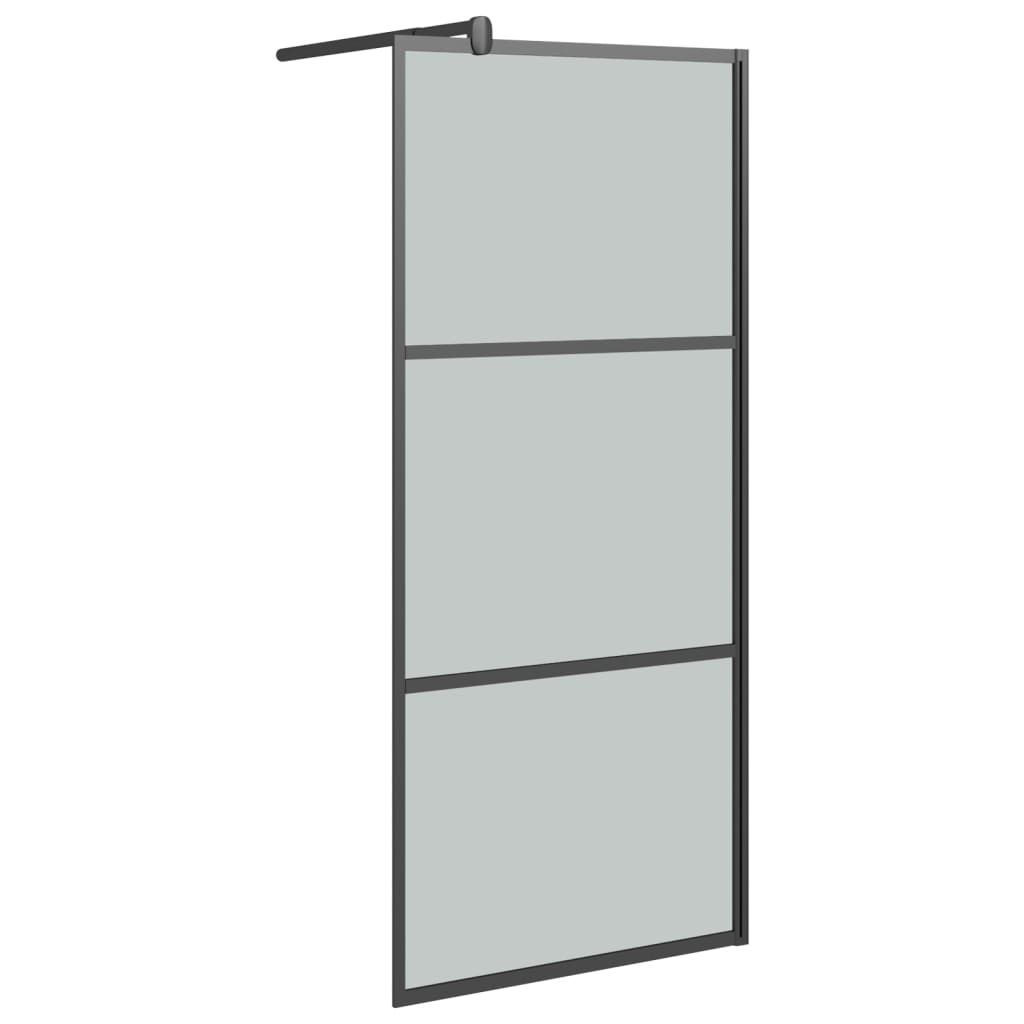 Vidaxl Walk-In Shower Wall con scaffale 100x195 cm ESG-Glas Alluminium nero