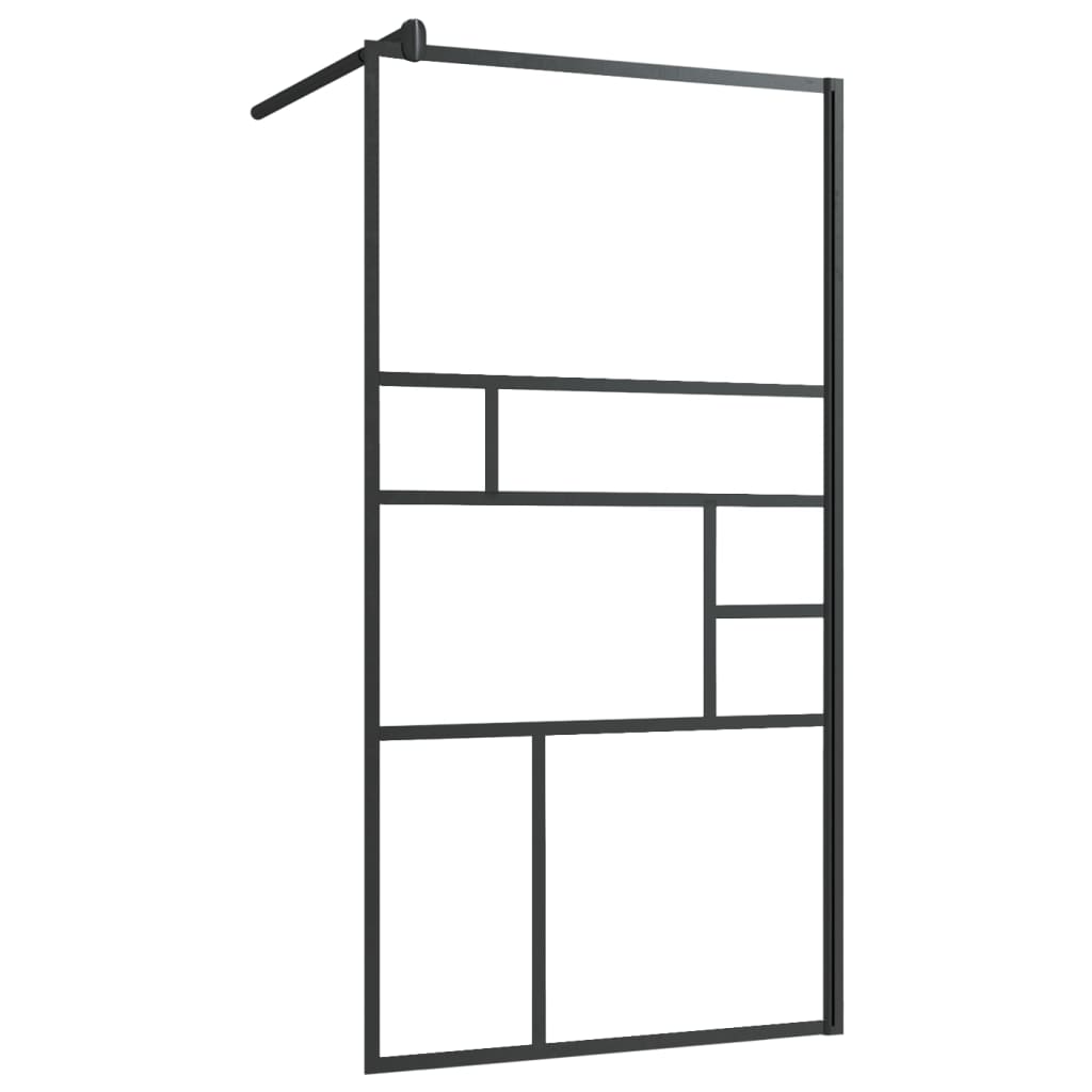 Muro de ducha Vidaxl con estante 115x195 cm ESG-GLAS Aluminio Negro