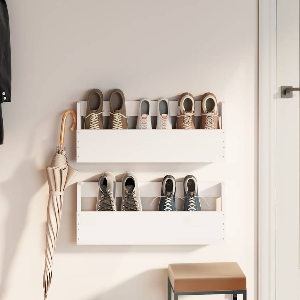 Spacchi di scarpe Vidaxl 2 ST 59x9x23 cm Pino solido bianco