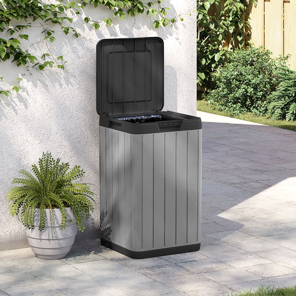Vidaxl Garden Waste Bin 38x38x65 cm grigio polipropene