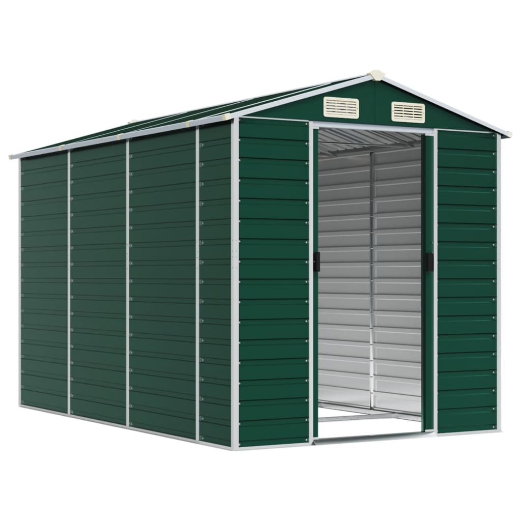 Vidaxl Garden Shed 191x300x198 cm de acero galvanizado verde