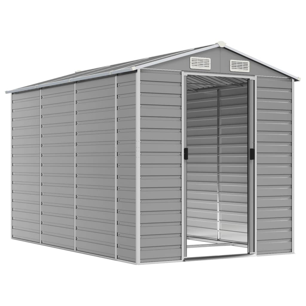 Vidaxl Garden Shed 191x300x198 cm de acero galvanizado gris claro