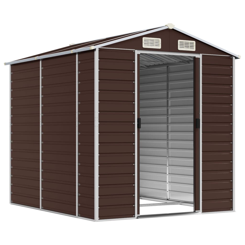 Vidaxl Garden Shed 191x215x198 cm de acero galvanizado marrón