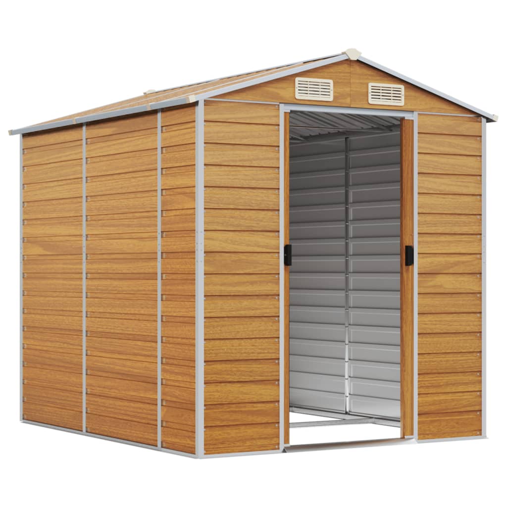 Vidaxl Garden Shed 191x215x198 cm de acero galvanizado marrón claro