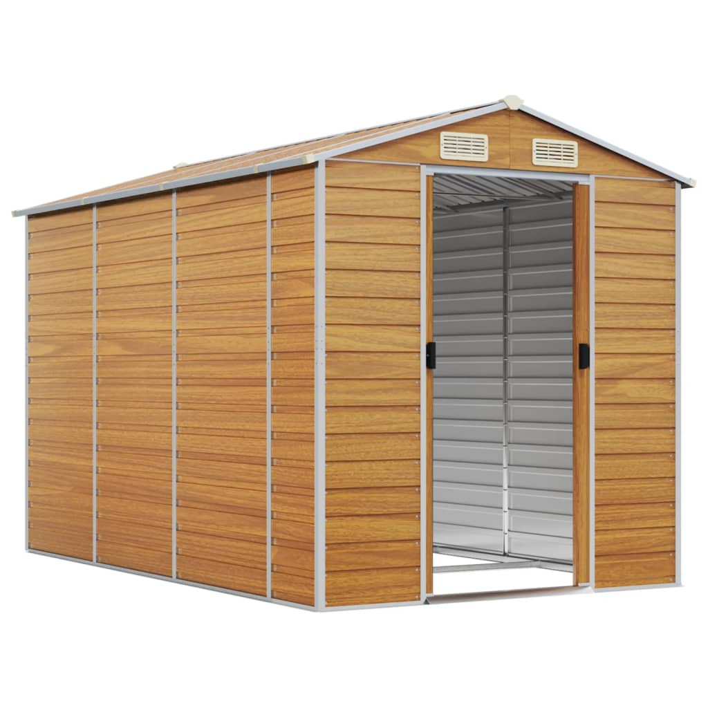 Vidaxl Garden Shed 191x300x198 cm de acero galvanizado marrón claro