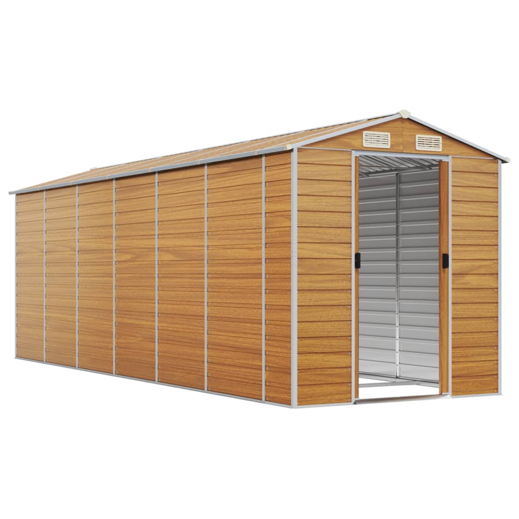 Vidaxl Garden Shed 191x5555x198 cm de acero galvanizado marrón claro