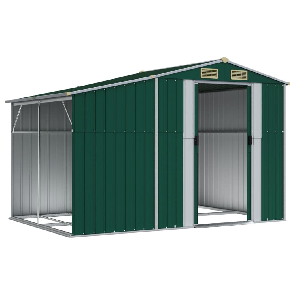 Vidaxl Garden Shed 277x192.5x179 cm de acero galvanizado verde