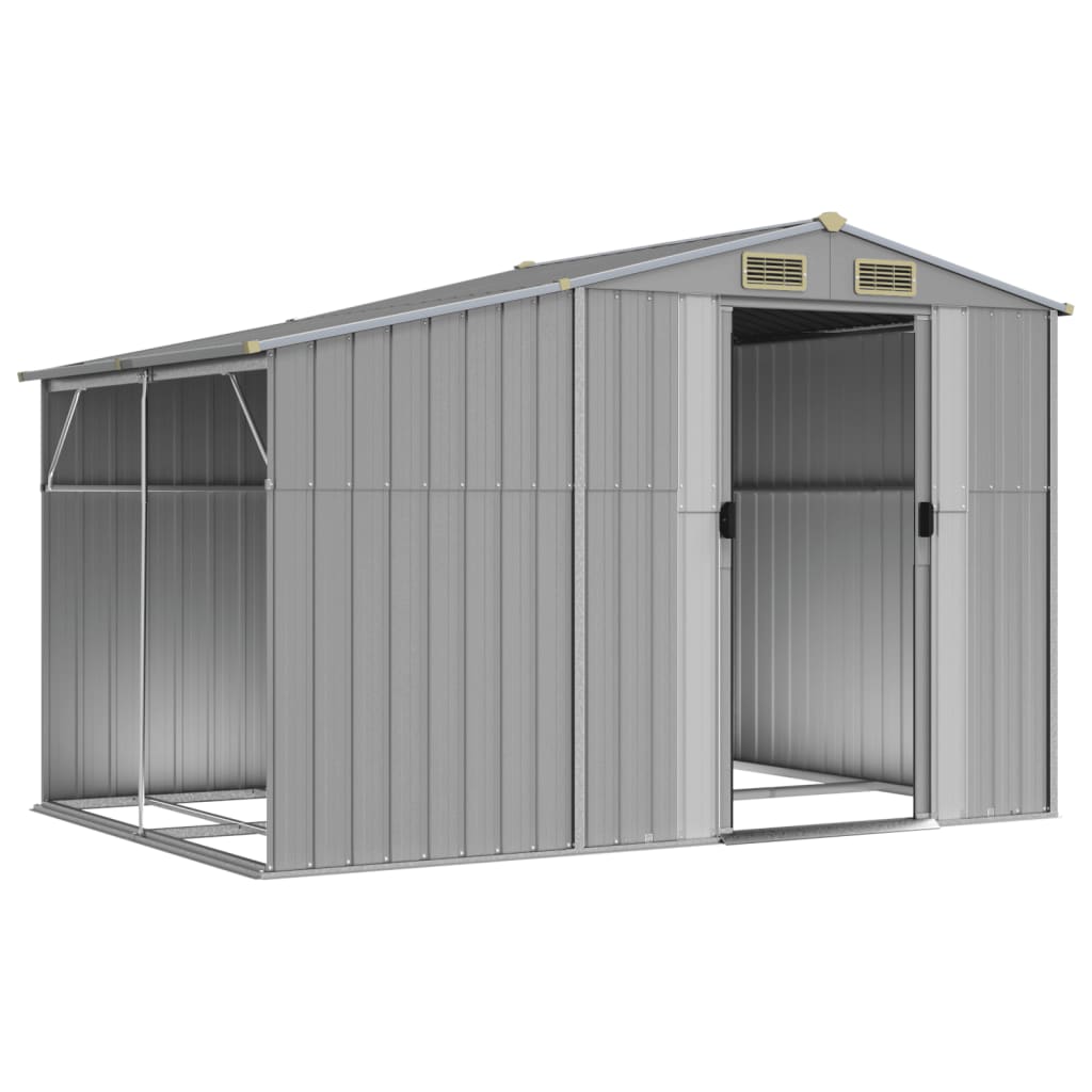 Vidaxl Garden Shed 277x192.5x179 cm de acero galvanizado gris