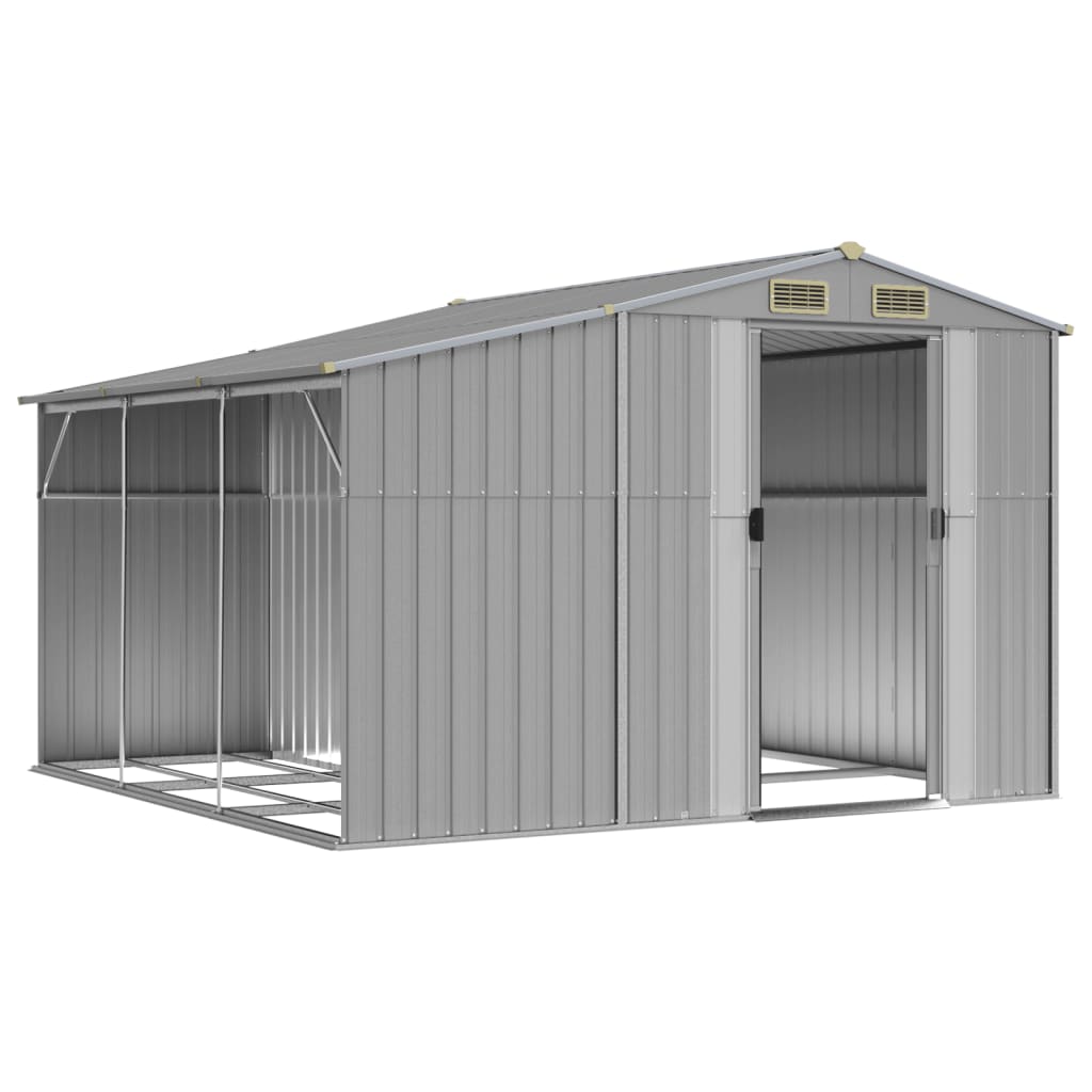 Vidaxl Garden Shed 277x279x179 cm de acero galvanizado gris