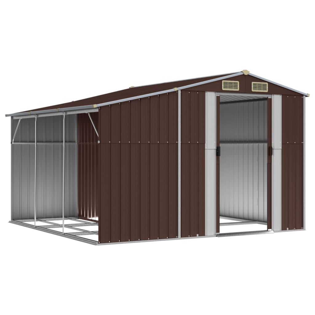 Vidaxl Garden Shed 277x279x179 cm de acero galvanizado marrón